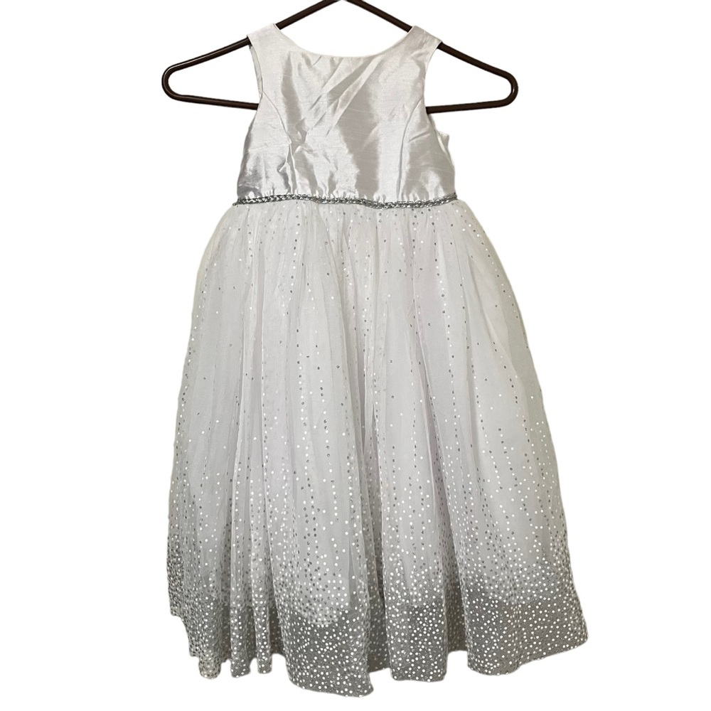 David's Bridal Flower Girl Dress with Metallic Shimmer Detail